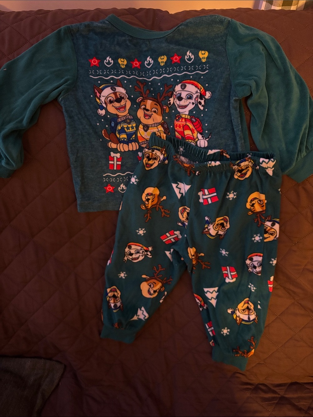 Paw Patrol Green Holiday One-Piece Pajama Set with Character Print